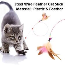 Cat Feather Wand Stick Cat Teaser Kitten Toy Dangle Bell Interactive Play US