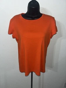 Jones New York Top orange Women Medium Short Cap Sleeve  Cotton - Picture 1 of 9