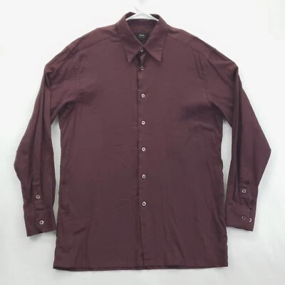 Zanella Shirt Men Large Burgundy Long Sleeve Straight Made in Italy Modern Point - Image 1 of 4