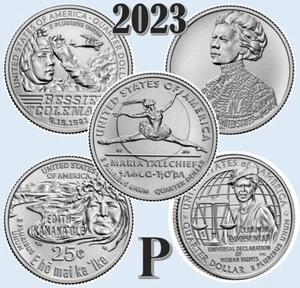 2023 P American Damen Quarters - Komplettset 2023 mit 5 Münzen - UNC - US Neuwertig - Bild 1 von 7