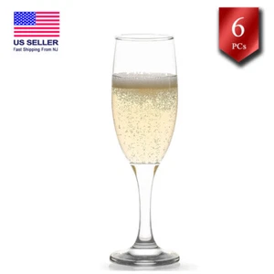 Glass Champagne Flutes Set of 6, Clear Champagne Glasses, 6.5 Oz (190 Cc) - Picture 1 of 8