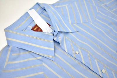 Camisa Occidental Rustler X-Long Tails Azul con Rayas Blancas/Rojas Manga Larga Talla: 2XL Foto 1 de 4