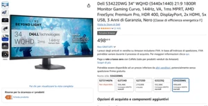 Dell S3422DWG 34" WQHD VA LED Monitor - Afbeelding 1 van 1