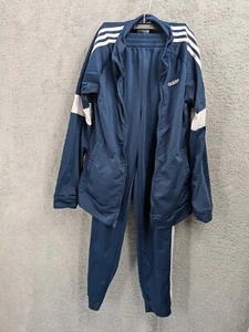 Adidas Trainingsanzug Jugend L/G (14-16) blau/weiß Full-Zip Jacke & Hose Set - Bild 1 von 6