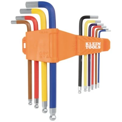 Klein Tools CBLS10 Powder Coated Long Ball-End Hex Key Set, SAE, 10-Piece - Image 1 of 4