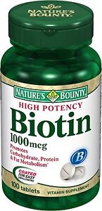 Nature's Bounty Biotin 1000 mcg Tablets 100 Tablets: 3 packs