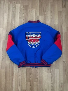 Vintage 90s New Jersey Nets Bomber Jacket Nylon Basketball Nba Swingster Gr. XL - Bild 1 von 20