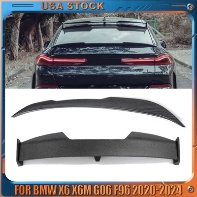 2Pcs Rear Roof Lip Spoiler Trunk Wing For BMW X6 X6M G06 F96 20-24 Carbon Look Foto 1 de 4