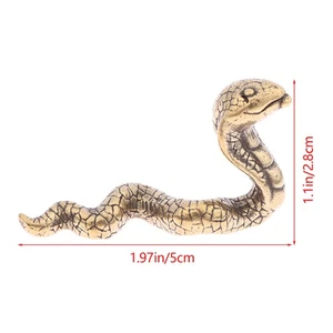 Antique Bronze Cobra Snake Miniature Figurines Zodiac Animal Desk Decorations - Picture 1 of 12