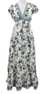 Maxi Vestido Max Studio London Para Mujer Azul XS Floral Bolsillo Foto 1 de 4