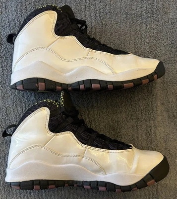 Nike Air Jordan 10 Retro White/Purple Pop-Cyber/Black 487211-120 Size 6Y - Image 1 of 4