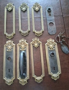 7 RUSSWIN VICTORIAN DOOR HANDLE PLATES-SHERMAN HOUSE CHICAGO? RUSSELL IRWIN - Picture 1 of 15