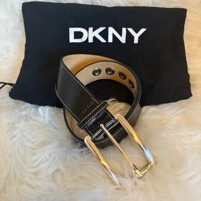 Women's DKNY Small Black White Stitch Glazed Calf Belt Small - Image 1 of 4