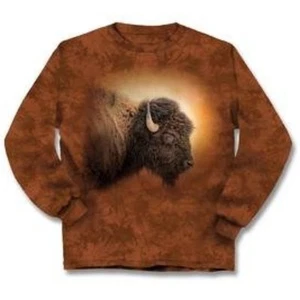 NEW Bison Long Sleeve Cotton T-Shirt XXL The Mountain Sunset Classic NIP - Picture 1 of 1
