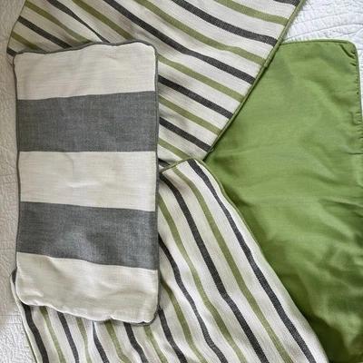 Restoration Hardware Throw Pillow Shams Green Cream & Grey Various Shapes Sizes - Image 1 of 4