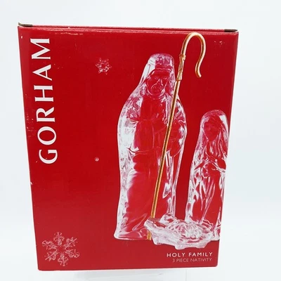 Gorham Crystal Nativity Holy Family 3 Piece Figurine Set Mary Joseph Jesus - Image 1 of 4