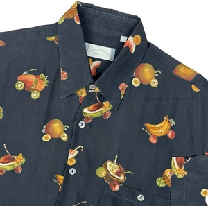 Riscatto Portofino Shirt Men Large Hawaiian Coconut Pineapple Cupro Resort Italy - Picture 1 of 7