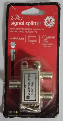NEW General Electric G.E. 2-Way Signal Splitter, Audio/Video for TVs - SEALED - Image 1 of 4