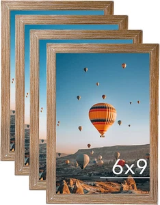 6X9 Picture Frame Set of 4 Rustic Brown for Wall Hanging or Tabletop- Wall Mo... - Picture 1 of 1