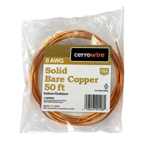 50 Ft. 8-Gauge Solid SD Bare Copper Grounding Wire Un-Insulated Soft Drawn - Picture 1 of 4