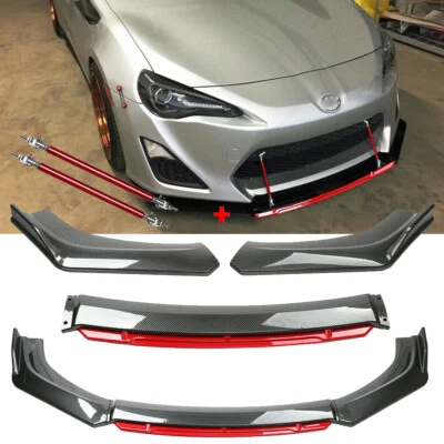 Carbon Fiber Front Bumper Lip Splitter Spoiler + Strut Rods For Scion FR-S TC XB - Imagem 1 de 4