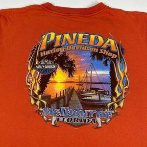 Harley Davidson Motorcycles Orange T-Shirt Florida Tropical Graphic Men's XL - Picture 1 of 12