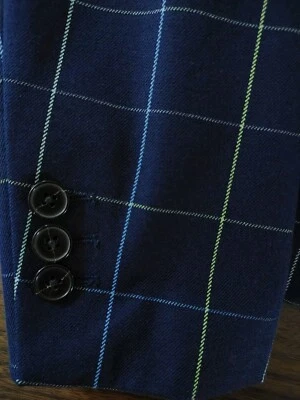 Banana Republic Blazer Womens Sz 4 Navy Blue Suit Jacket Coat Green & Blue Check - Image 1 of 4