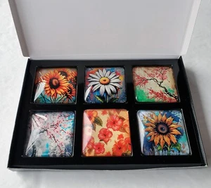 Imanes de nevera de colección, juego de 6 imanes acrílicos temáticos florales de tamaño mediano - Imagen 1 de 12