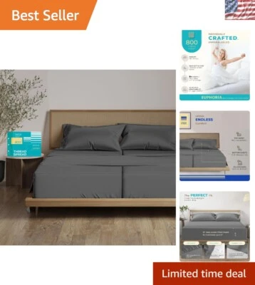 Juego de sábanas King divididas de algodón egipcio de 5 piezas - hipoalergénico y refrescante Foto 1 de 4