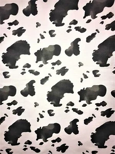 Tela de polialgodón estampada de cuero de vaca de animal por yarda, 58/60"" de ancho, negro y marrón - Imagen 1 de 1