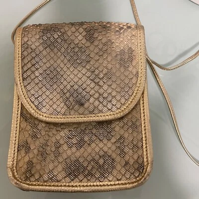 CARLOS FALCHI BAG CROSSBODY EVENING BAG METALLIC GOLD LEATHER - Image 1 of 4