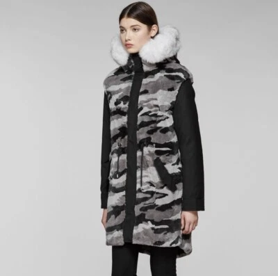 Mackage Women's Black & White Fox Fur Parka - Image 1 of 4