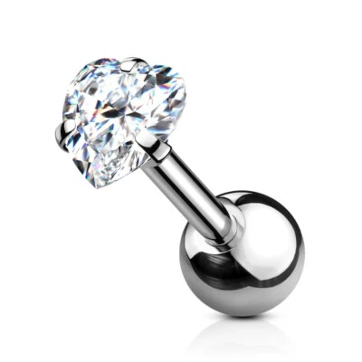 Lote al por mayor de 10 piezas de anillos de cartílago de 16 g de barras de cartílago de gemas de corazón Foto 1 de 2