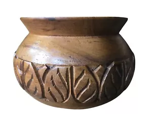 Fioriera vaso legno scimmia vintage intagliata a mano ciotola foglie Filippine - Foto 1 di 11