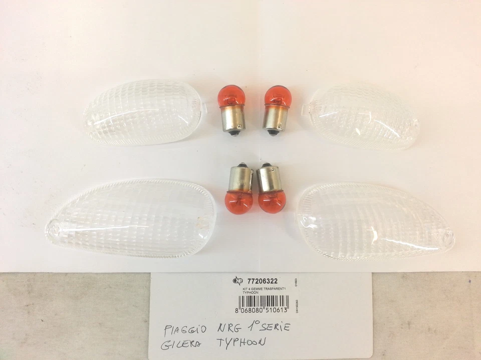 KIT 4 GEMME FRECCE TRASPARENTI GILERA TYPHOON 50-125 NRG 1° SERIE  - Immagine 1 di 1