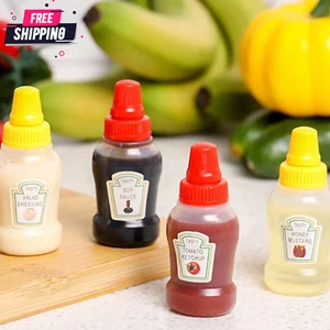 4pcs Mini Sauce Squeeze Bottles Portable Condiment Squeezer BPA-Free Containers - Picture 1 of 17