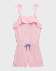 Polo Ralph Lauren Big Kids Ruffled Cotton-Blend Terry Romper Pink Size XL - Picture 1 of 1