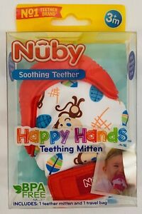 Nuby Baby Red Monkey Theme Teething Mitten and Travel Bag 3 Months Free BPA New