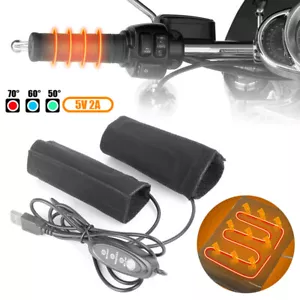 Electric Heated Motorcycle Hand Grips Adjustable Handlebar Cover Warmer Handle - Picture 1 of 14
