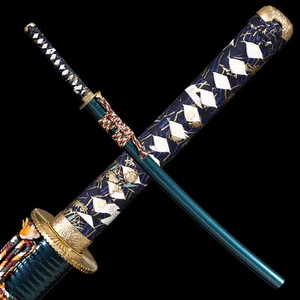 Japanese Samurai Real Samurai Sword 1095 Steel Katana Copper Tsuba sharp - Picture 1 of 11