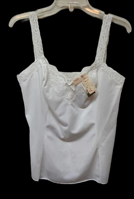 Camiseta sin mangas Olga Primera Dama CAMI de colección Camisola Blanca Nylon Encaje 36/L EE. UU. NUEVA NOS Foto 1 de 4