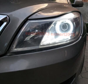 LED halo ring for Skoda Octavia MK2 facelift 09-13 headlight angel eye DRL lamp - Picture 1 of 15