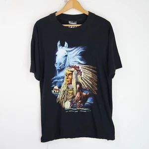 Vintage 90'S T-shirt Native American Graphic SZ L (T7575) - Picture 1 of 5