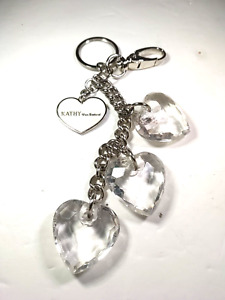 Kathy Van Zeeland Plastic Clear Heart Keychain Purse Luggage Clip