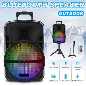 Haut-parleur portable 12” Bluetooth subwoofer basse lourde fête système DJ micro AUX FM - Photo 1 sur 11