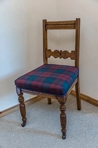 Reupholstered resprung Antique tartan chair - Picture 1 of 9