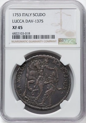 Italy - Lucca 1753 Republic - Scudo - NGC XF45 - DAV-1375 - Supremely Beautiful! - Image 1 of 2
