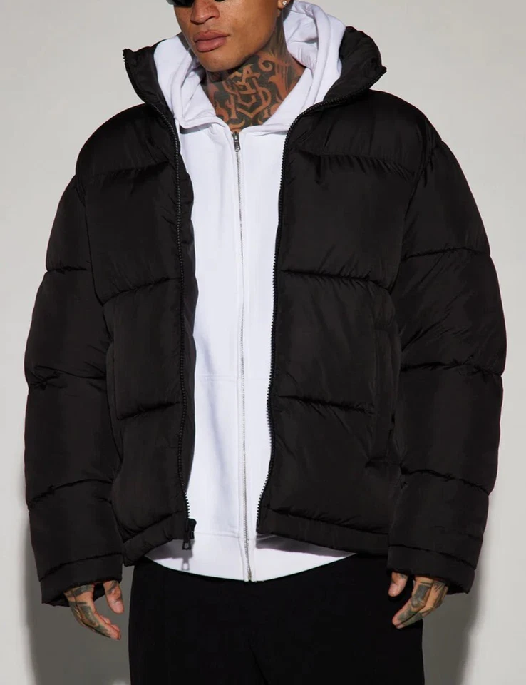 The Black Napute Style Puffer Jacket 600-Down Black puffer / Custom Logo - Image 1 of 3