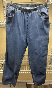 Jeans KORET blu denim vita alta Capri pull on vita elastica donna taglia 10 nuovo - Foto 1 di 5