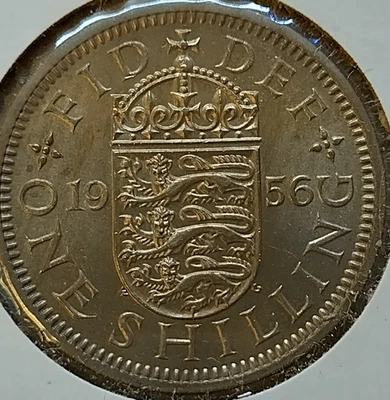 1956 Great Britian 1 shilling English Crest coin uncirculated - Image 1 of 2